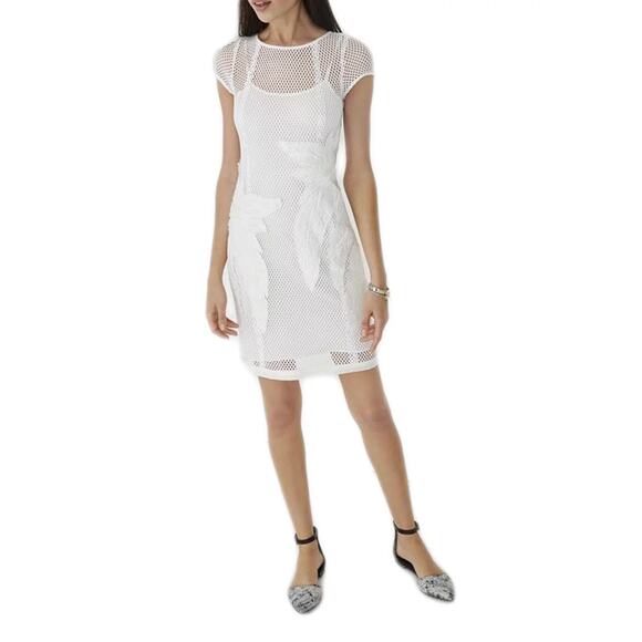 Rebecca Minkoff White Ivy Embroidered Zip Sheer Mesh Dress Size 4 NWT $398 - Picture 1 of 8